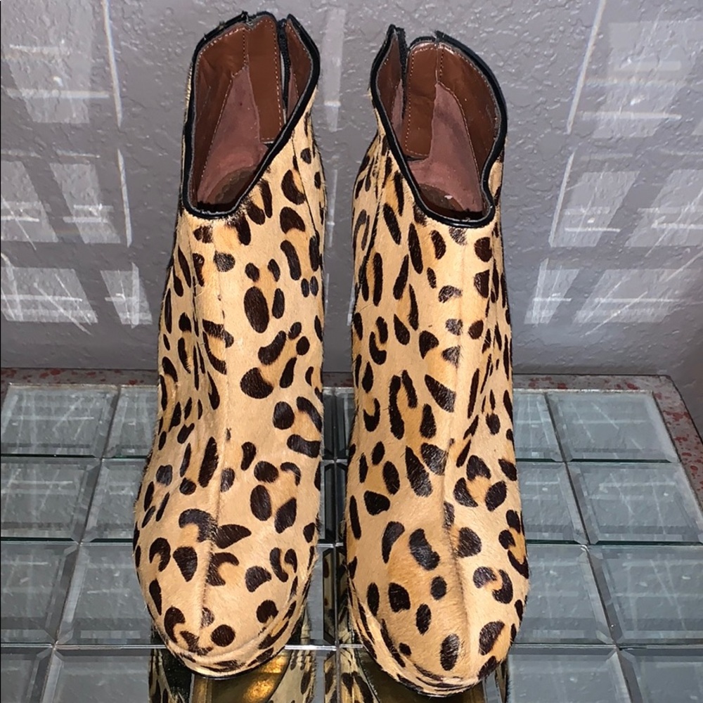 Leopard wedge bootie